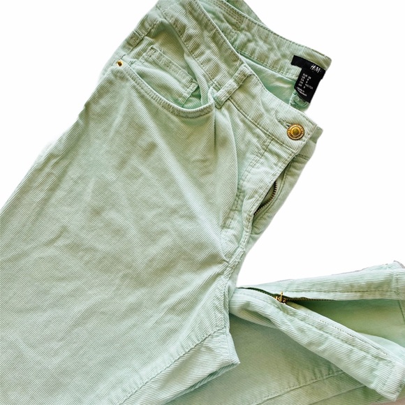 H&M Corduroy Mint Green Pants Size 8 - Picture 2 of 7